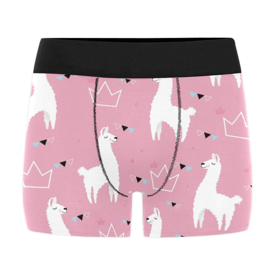 Llama Alpaca pink background Men's All Over Print Boxer Briefs Men's Underwear