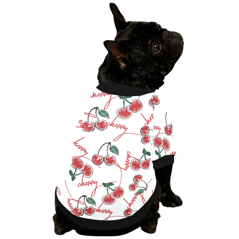 Hand drawn cherry pattern All Over Print Pet Dog Round Neck Fuzzy Shirt