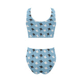 Stingray Pattern Print Design 03 Chest Bowknot High Waisted Bikini Swimsuit
