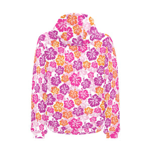 Hibiscus Pattern Print Design 01 Men's Padded Hooded Jacket