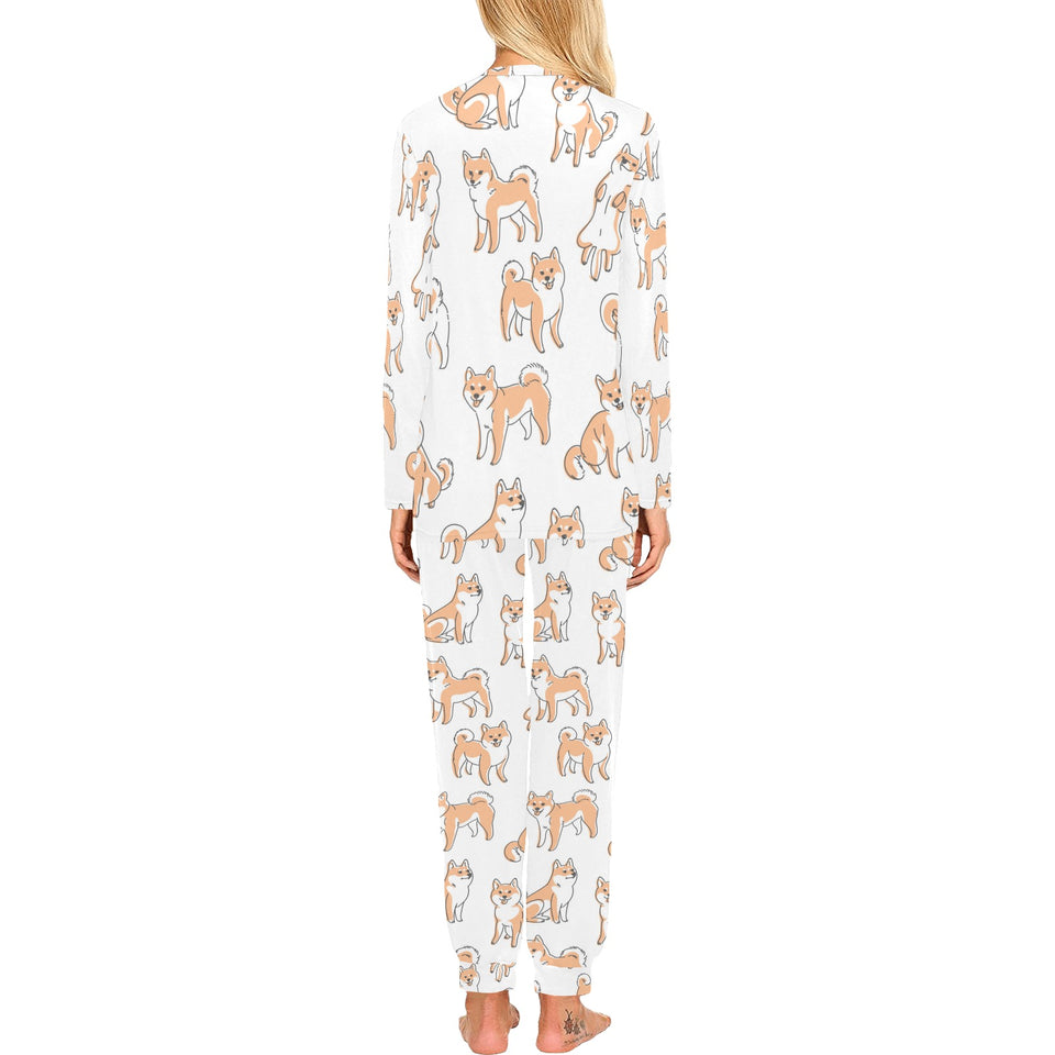 shiba inu dog pattern Women's All Over Print Pajama Set