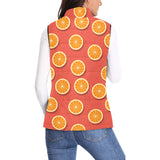 Oranges pattern red background Women's Padded Vest