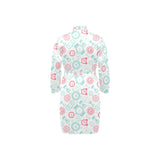 Clock time pattern blackground Men's Long Sleeve Belted Night Robe