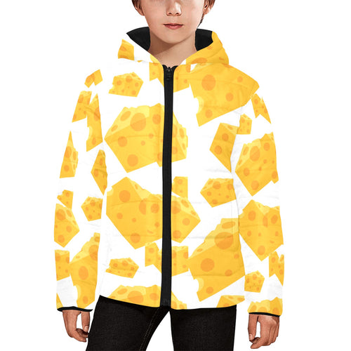 Cheese slice pattern Kids' Boys' Girls' Padded Hooded Jacket