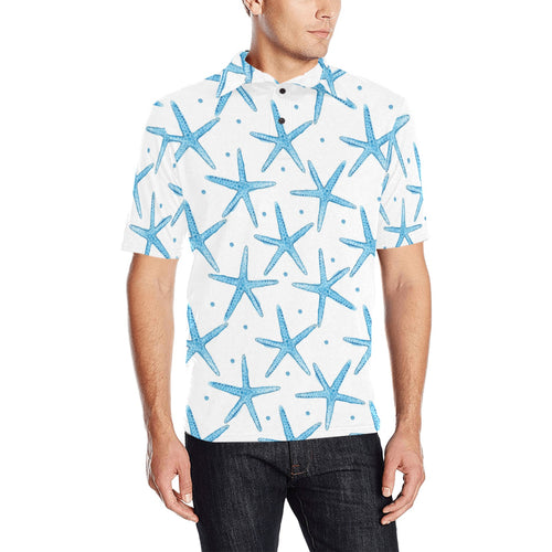 Watercolor starfish pattern Men's All Over Print Polo Shirt