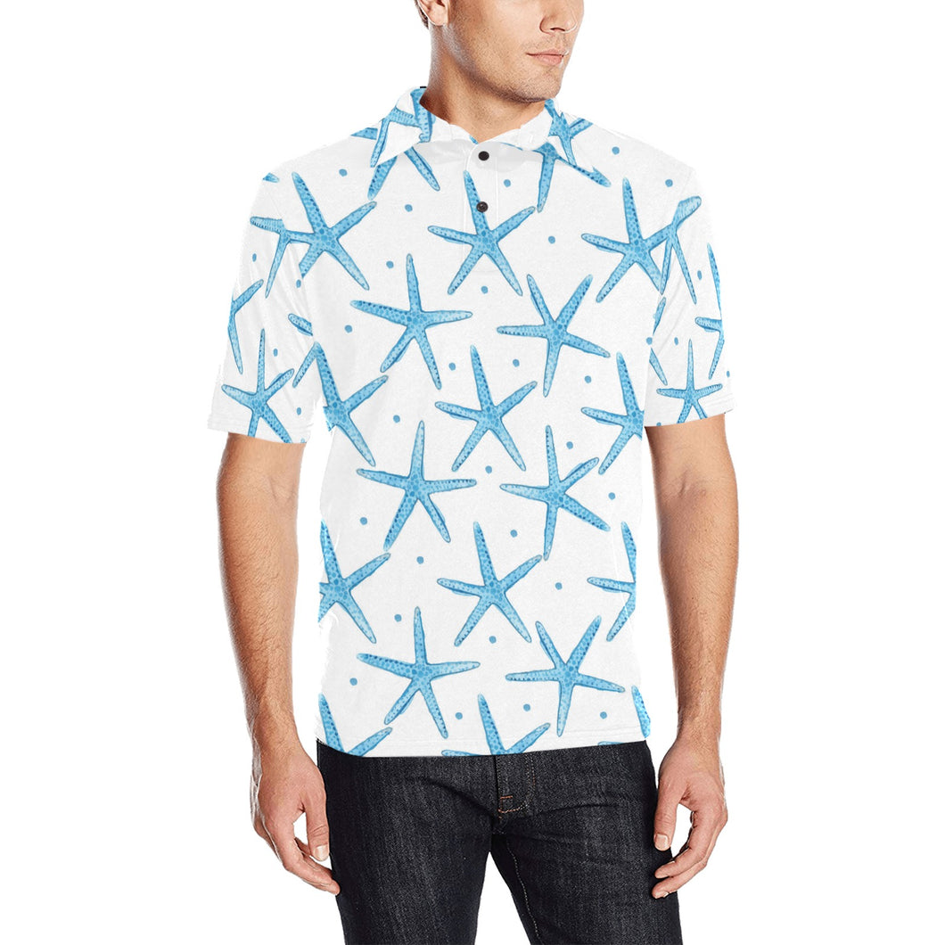 Watercolor starfish pattern Men's All Over Print Polo Shirt