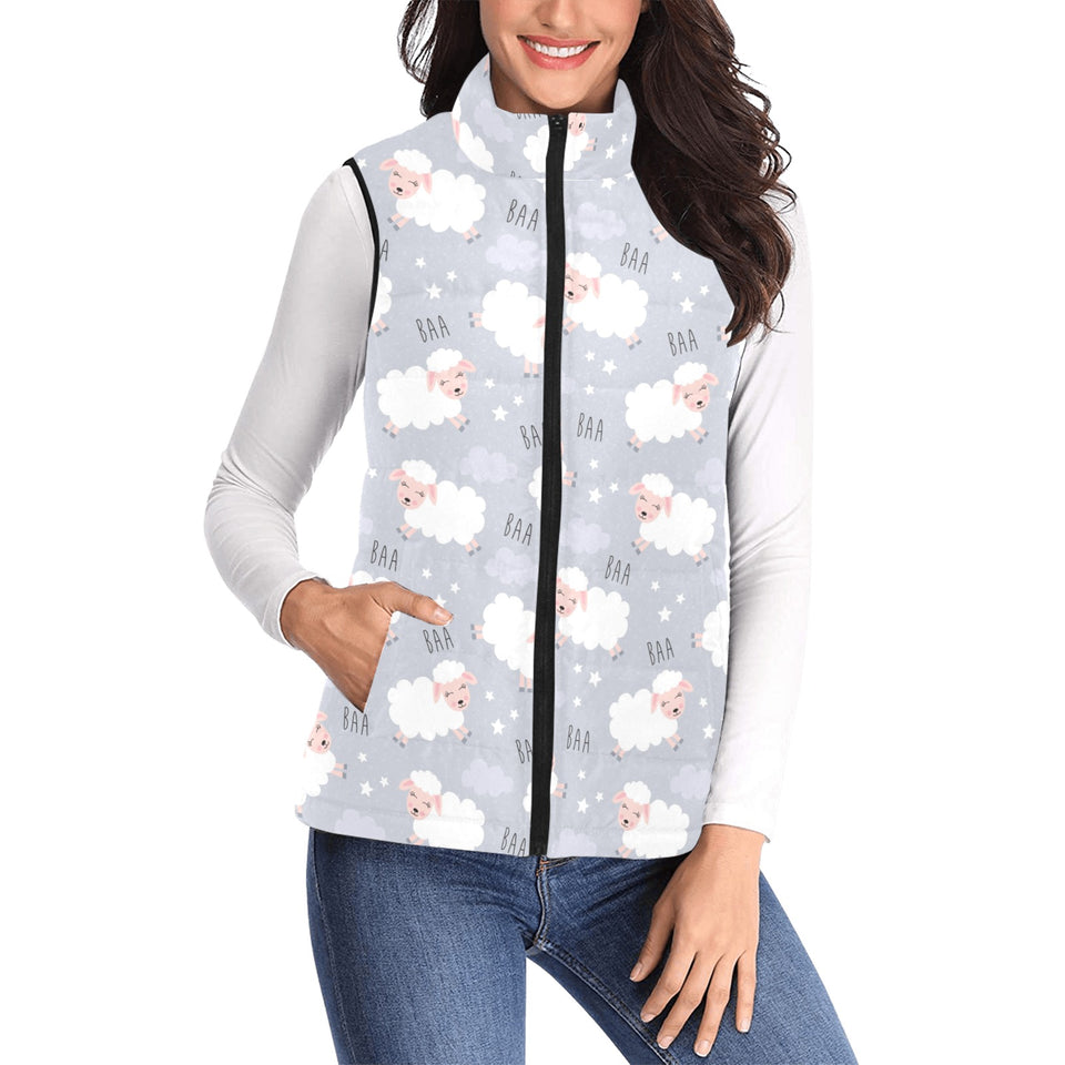 Sweet dreams sheep pattern Women's Padded Vest