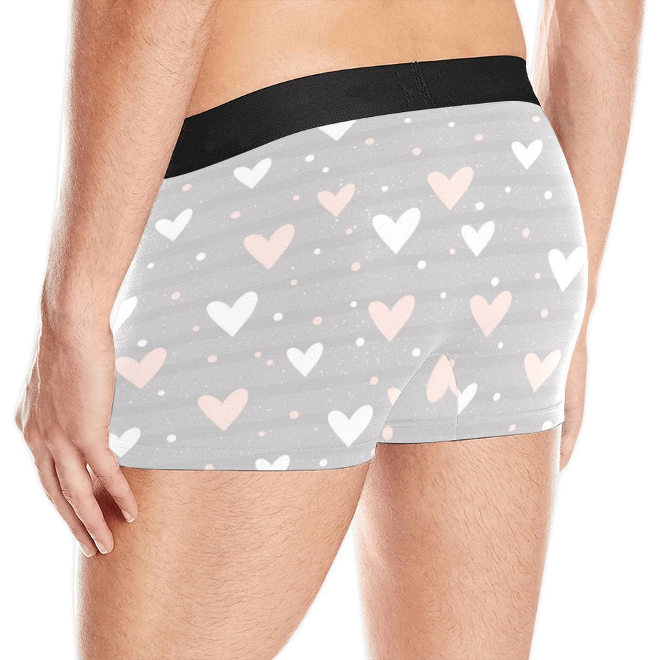 Heart pattern gray background Men's All Over Print Boxer Briefs Men's Underwear