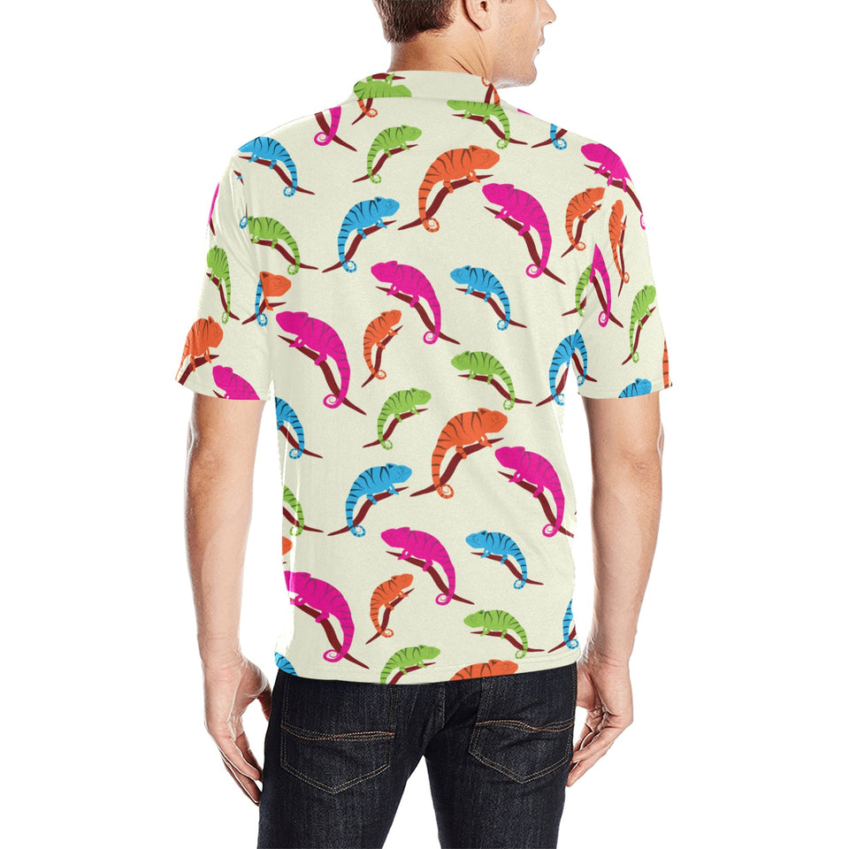 Colorful Chameleon lizard pattern Men's All Over Print Polo Shirt
