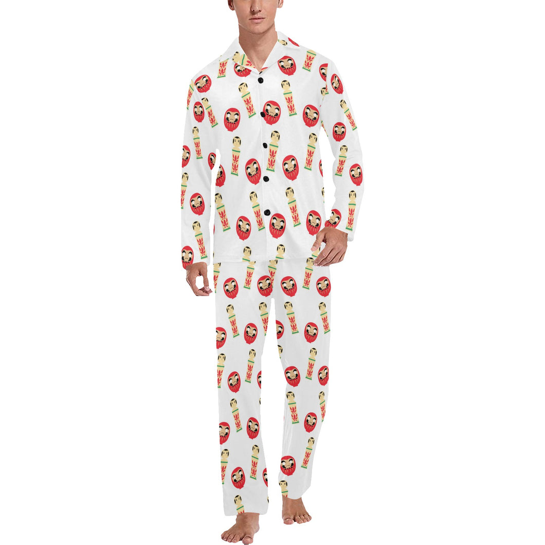 Daruma japanese wooden doll Men's Long Pajama Set