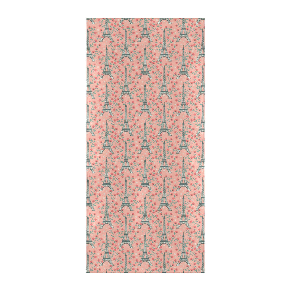 Eiffel Tower Flower Pattern Design 03 Beach Towel