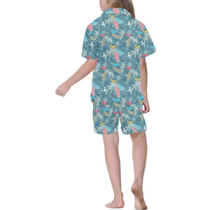 Squirrel Pattern Print Design 01 Kids' Boys' Girls' V-Neck Short Pajama Set