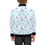 Blue Eiffel Tower Theme Pattern Print Design 01 Kids' Boys' Girls' Bomber Jacket