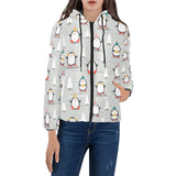 Cute Penguin christmas pattern Women's Padded Hooded Jacket