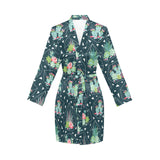Cactus glass terrarium pattern Women's Long Sleeve Belted Night Robe