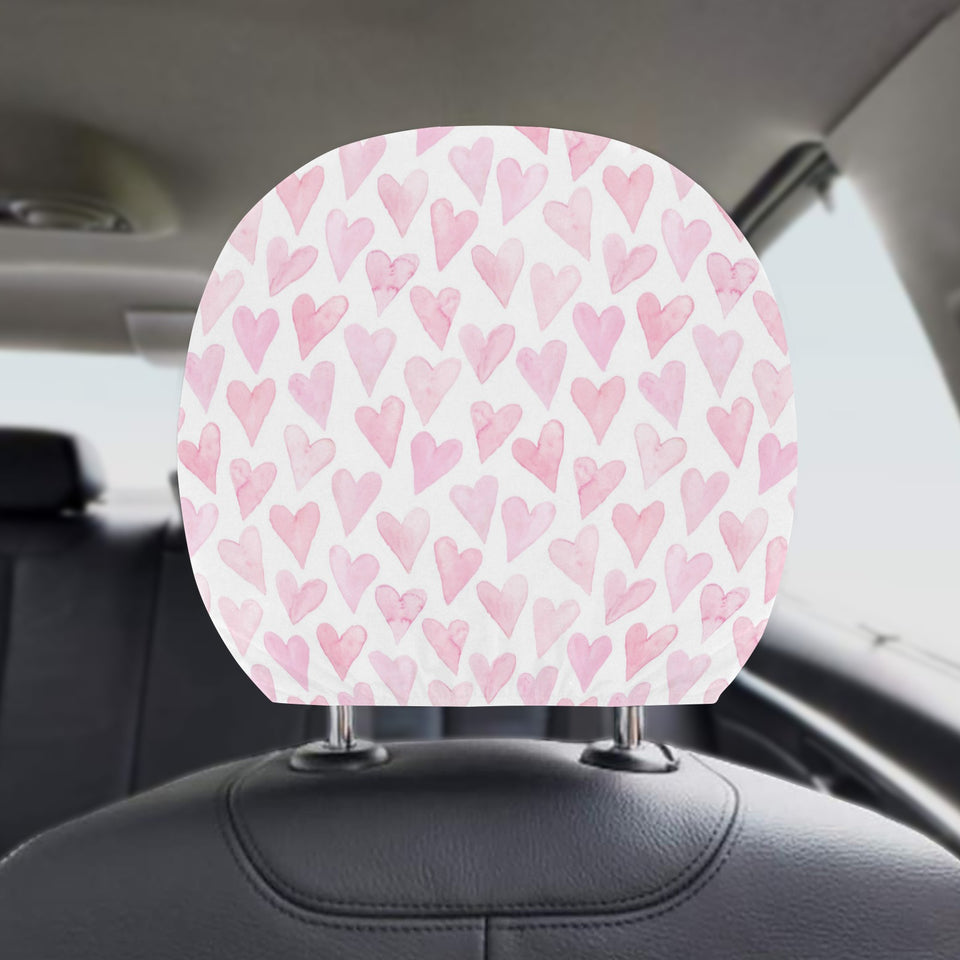 Watercolor pink heart pattern Car Headrest Cover