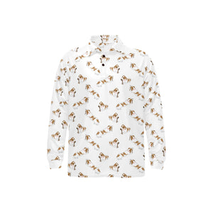 Jack Russel Pattern Print Design 04 Men's Long Sleeve Polo Shirt