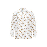 Jack Russel Pattern Print Design 04 Men's Long Sleeve Polo Shirt