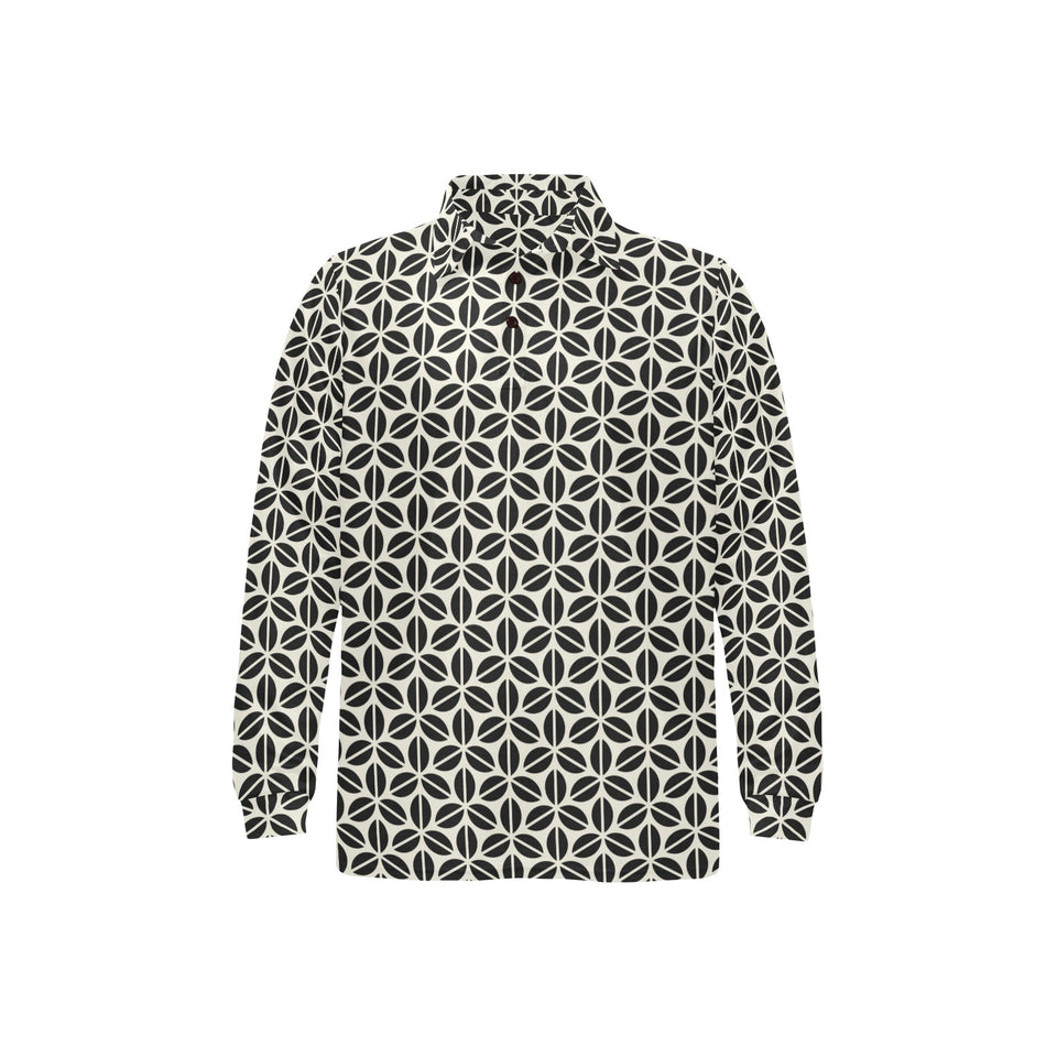 Coffee bean abstract modern pattern Men's Long Sleeve Polo Shirt