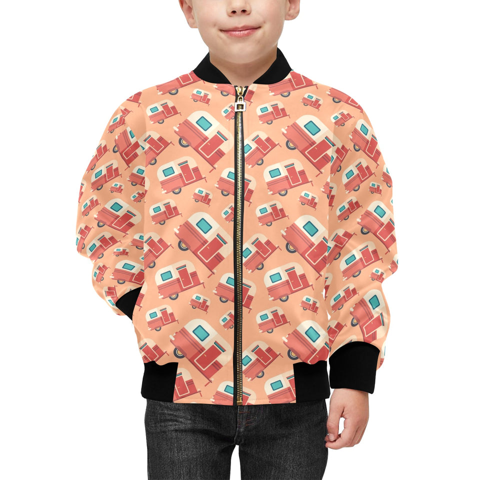 Camper Van Pattern Print Design 03 Kids' Boys' Girls' Bomber Jacket