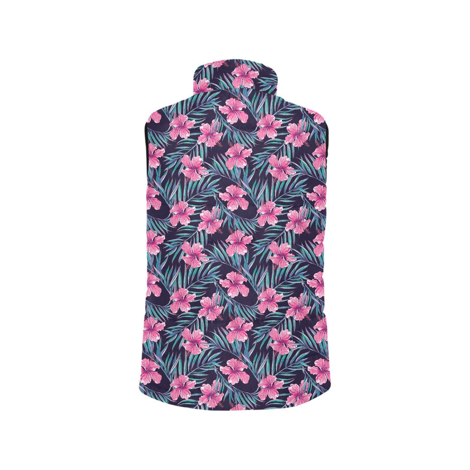 Hibiscus Pattern Print Design 05 Men's Padded Vest