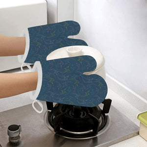 Swordfish Pattern Print Design 02 Heat Resistant Oven Mitts