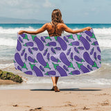 Eggplant Pattern Print Design 03 Beach Towel