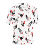 Cool rooster chicken cock floral ornament backgrou Men's All Over Print Polo Shirt