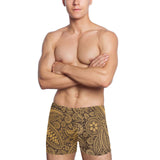 cacao beans tribal polynesian pattern background Men's Swimming Trunks