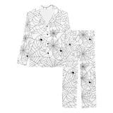 Spider web cobweb pattern white background Women's Long Pajama Set