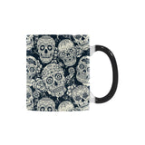 Sugar skull black white pattern Morphing Mug Heat Changing Mug