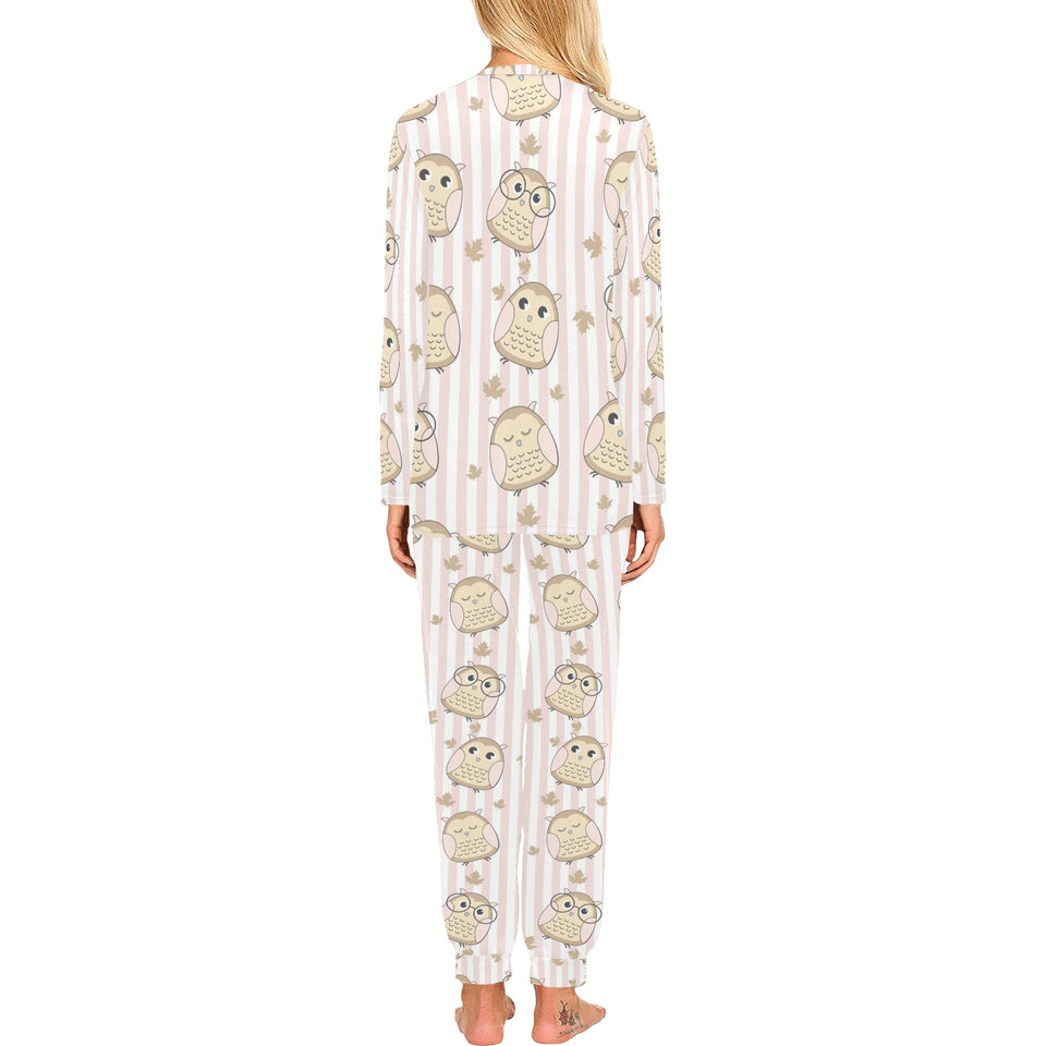 cute owl leaf Women's All Over Print Pajama Set