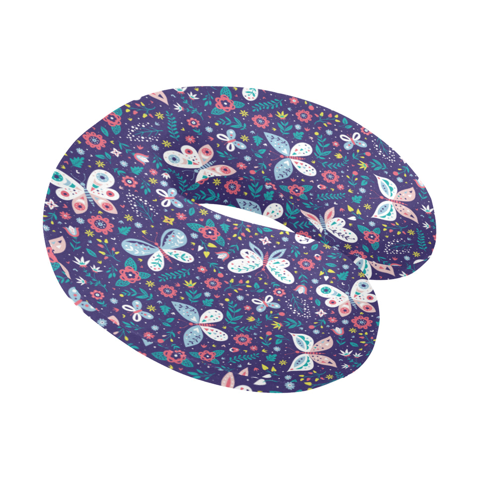 Colorful butterfly flower pattern.eps U-Shaped Travel Neck Pillow