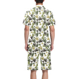 Canabis Marijuana Weed Pattern Print Design 05 Men's V-Neck Short Pajama Set