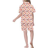 Colorful Maple Leaf pattern Kids' Boys' Girls' V-Neck Short Pajama Set