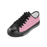Sweet candy pink background Women's Low Top Canvas Shoes Black