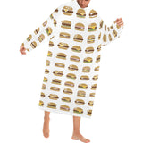 Hamburger Pattern Print Design 02 Blanket Robe with Sleeves