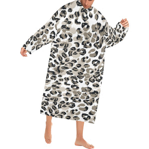 Leopard skin print pattern Blanket Robe with Sleeves