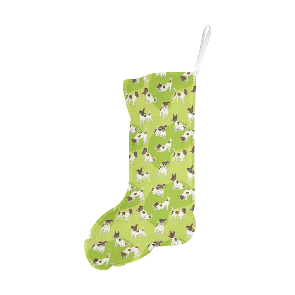 Jack Russel Pattern Print Design 01 Christmas Stocking