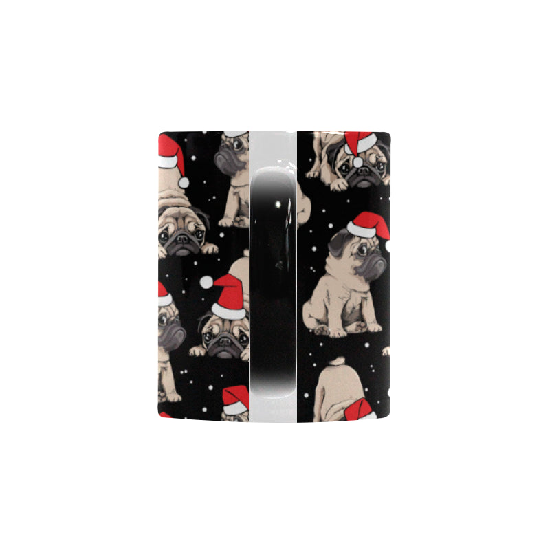 Christmas Pugs Santa_s red cap pattern Morphing Mug Heat Changing Mug