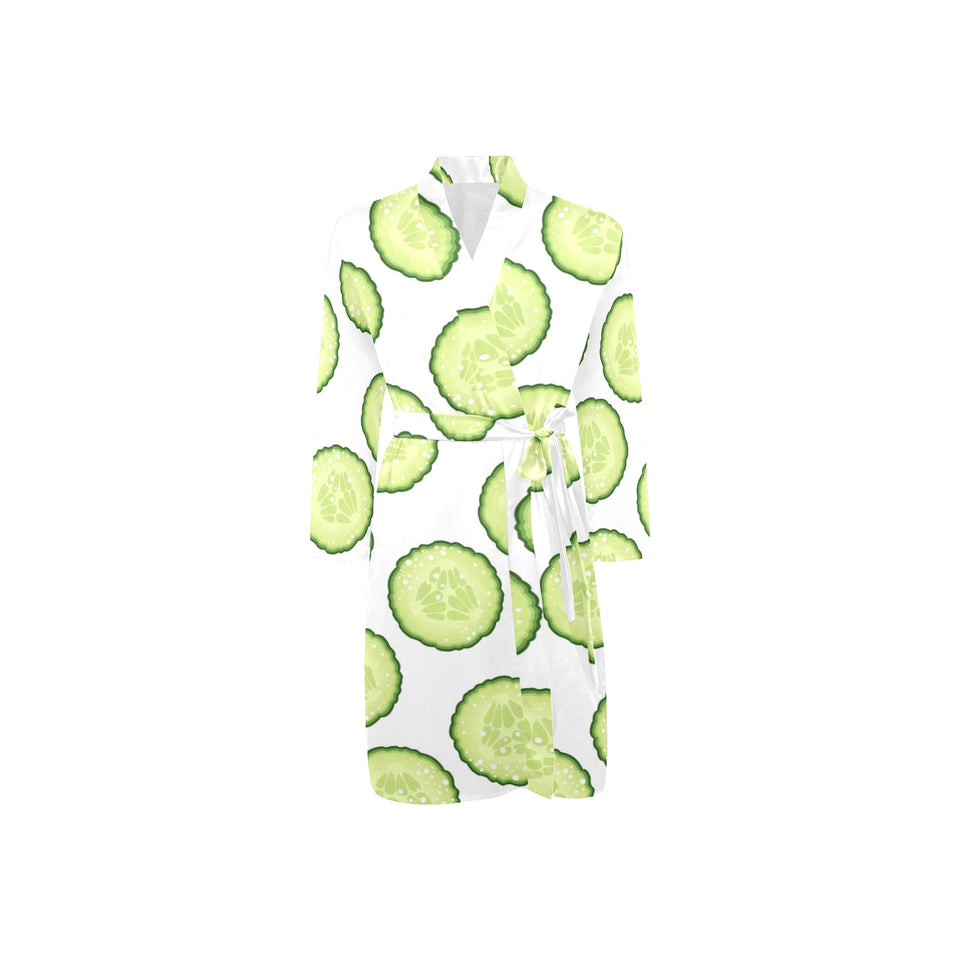 Cucumber slices pattern Men's Long Sleeve Belted Night Robe
