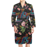 Dragons flower pattern Men's Long Sleeve Belted Night Robe