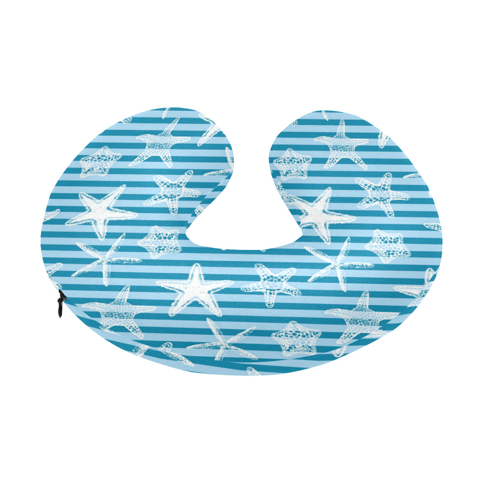 Starfish blue blackground U-Shaped Travel Neck Pillow