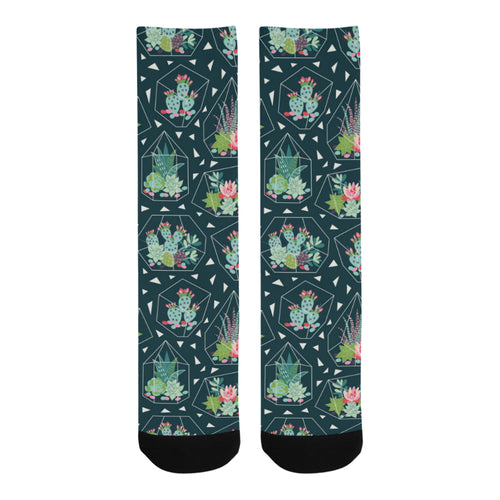 Cactus glass terrarium pattern Crew Socks