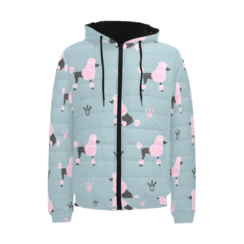 poodle dog pattern Men's Padded Hooded Jacket
