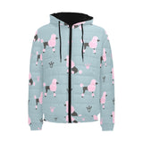 poodle dog pattern Men's Padded Hooded Jacket