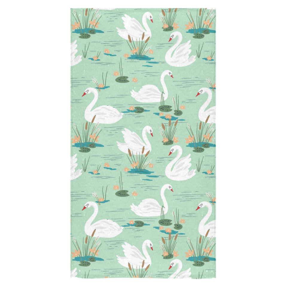 White swan lake pattern Bath Towel