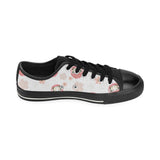 Daruma japanese wooden doll cherry blossom flower Men's Low Top Canvas Shoes Black