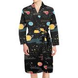 space pattern Men's Long Sleeve Belted Night Robe