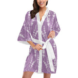 Lavender flowers purple pattern Women's Short Kimono Robe